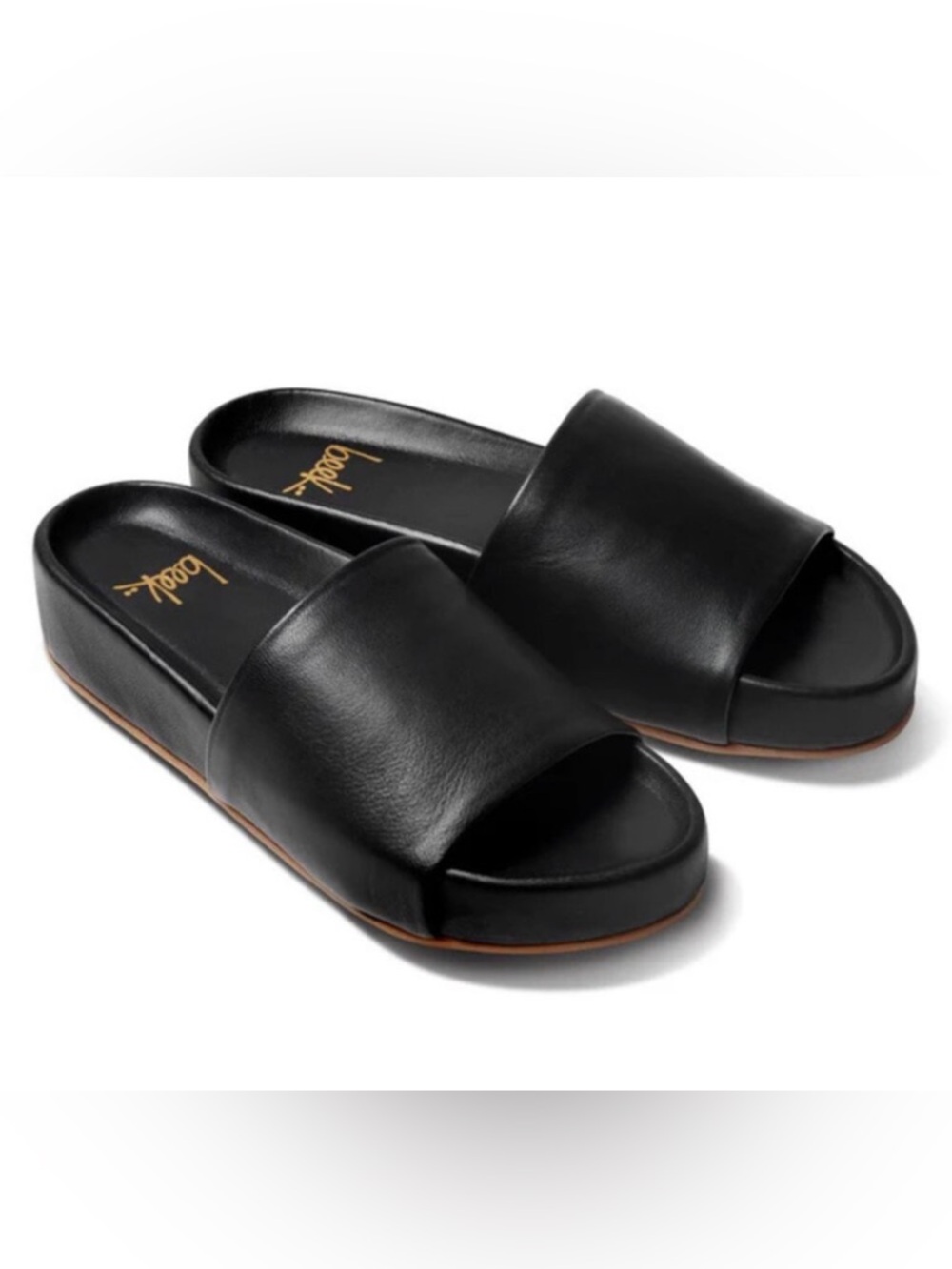 Beek Pelican Black Leather Sandals. New with Box.